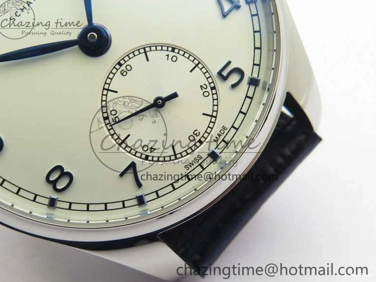 MIROTIME 0411 Packable Portuguese IW358304 ZF 1:1 Best Edition SS White Dial Blue Markers on Leather Strap A 7079